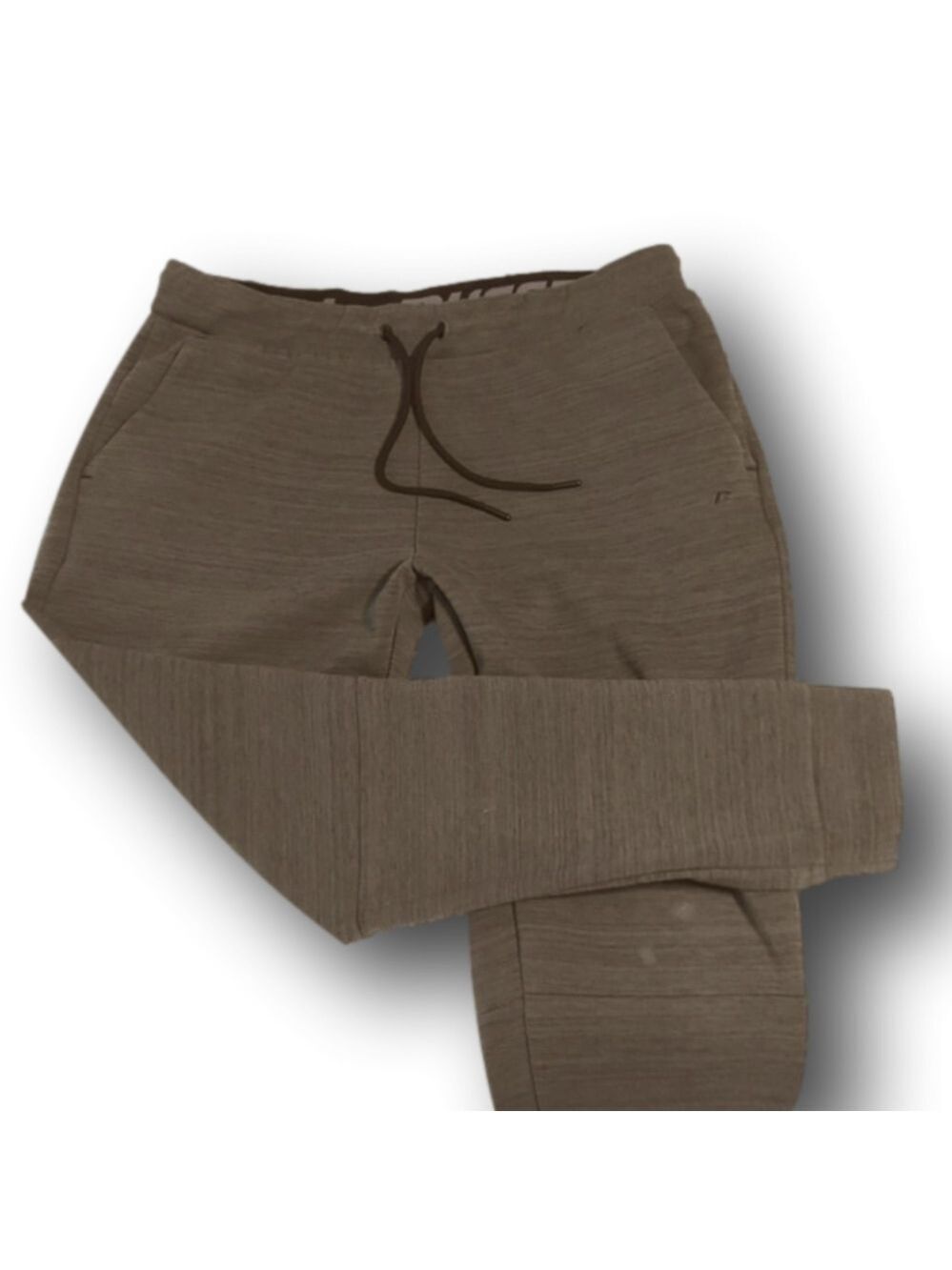 Olive green joggers with elastic waist drawstring and pockets